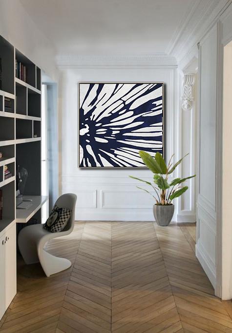 Navy Blue Minimalist Painting #NV281A - Click Image to Close
